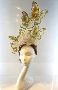 CE25LULU Lulu Gold Butterfly Fascinator