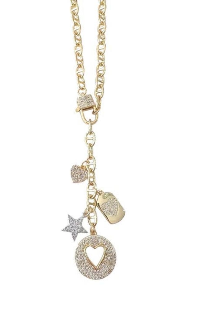 Celeste Heart and Star Charm Necklace