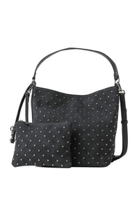 Celine Shoulder Bag Black Suede Studded