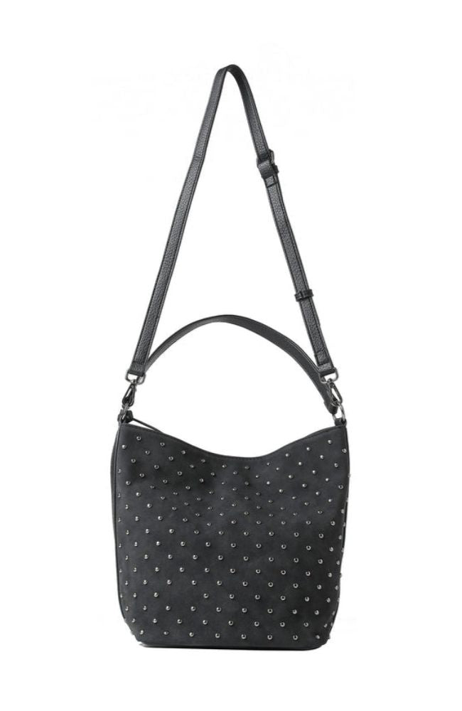 Celine Shoulder Bag Black Suede Studded