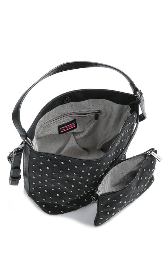 Celine Shoulder Bag Black Suede Studded