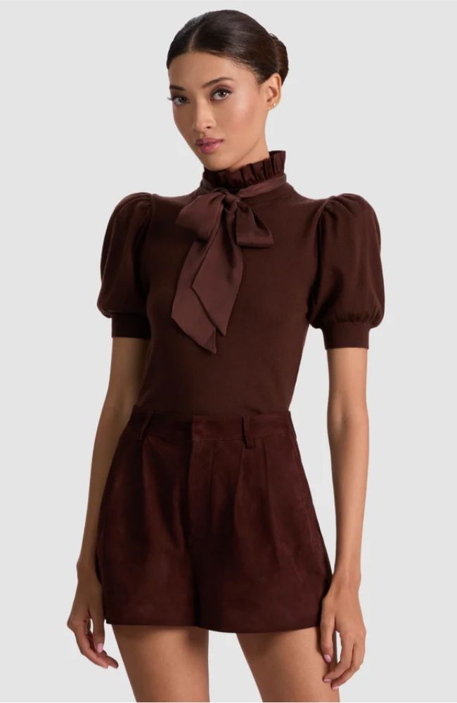Chase Puff Sleeve Sweater in Dark Chocolate