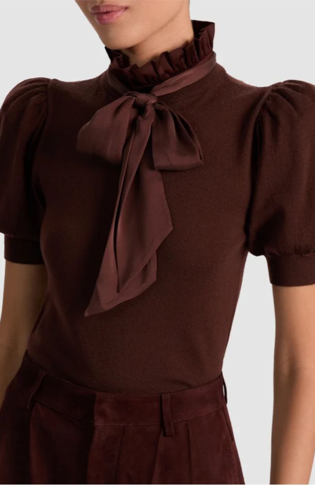 Chase Puff Sleeve Sweater in Dark Chocolate