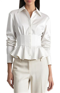 Edie Gathered Corset Button Down Top