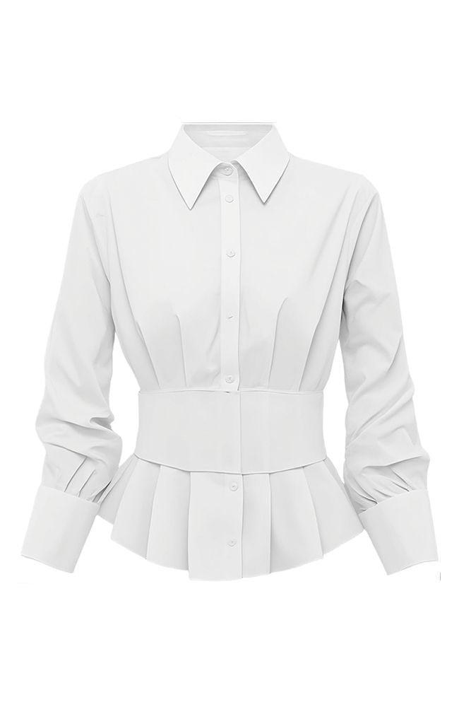 Edie Gathered Corset Button Down Top