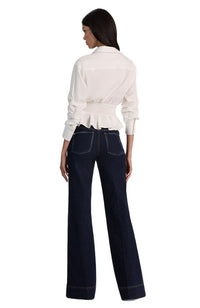 Edie Gathered Corset Button Down Top