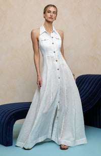 Kendall Halter Maxi Dress in Off White