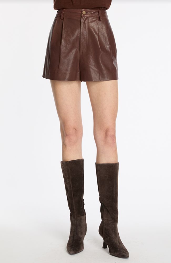 Conry Vegan Leather Pleated Short