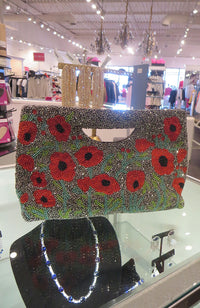 Pewter Red Cut Out Handle Clutch