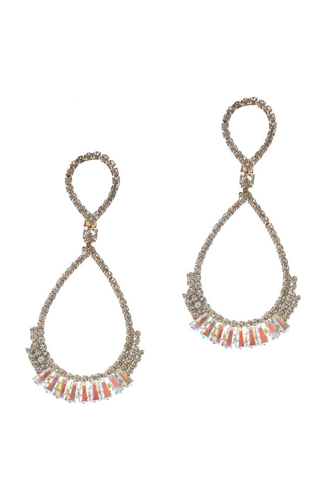 CZ AB Slv Teardrop Earrings