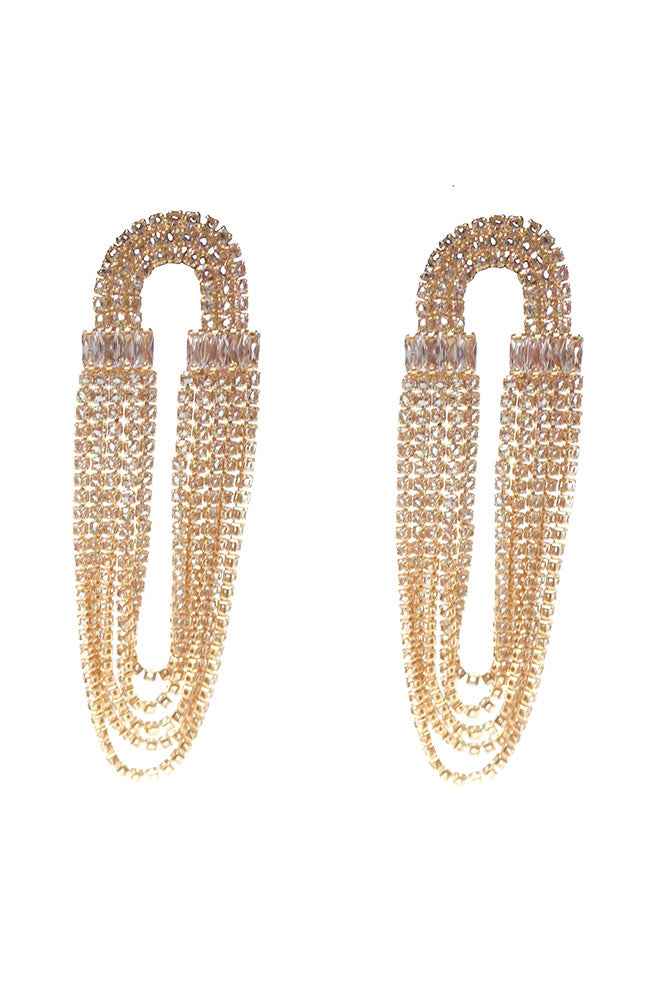 CZ Gold Looped Dangle Earrings