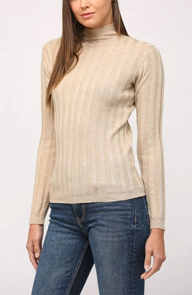 Metallic Mock Neck Sweater Top