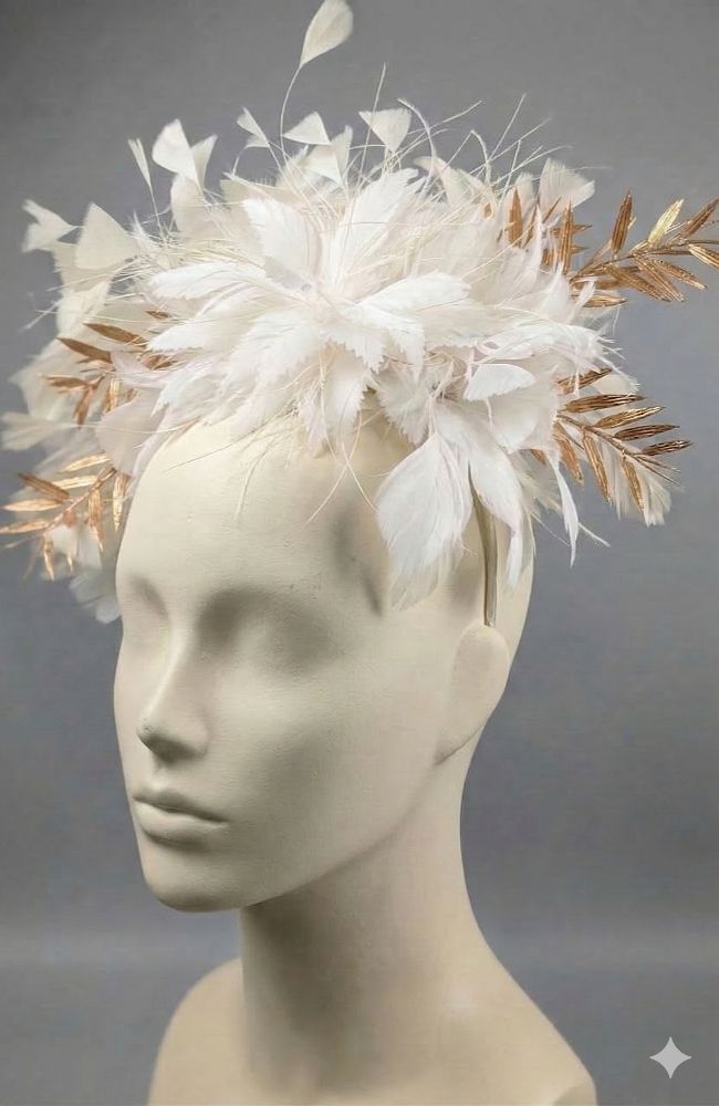 Ivory Gold Fascinator