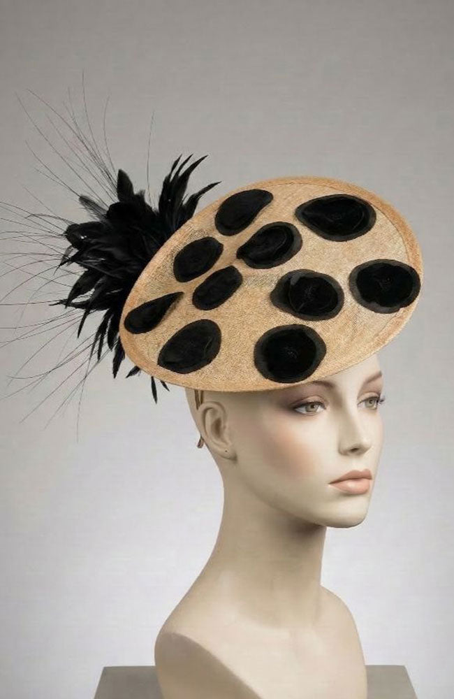 Beige Black Fascinator