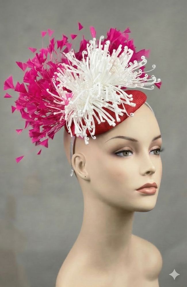 Pink Red White Fascinator
