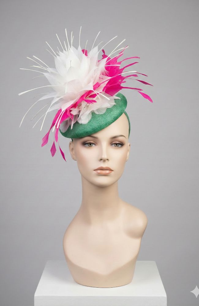 Green and Pink Fascinator