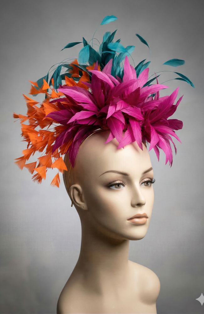 Magenta Orange Teal Halo Fascinator