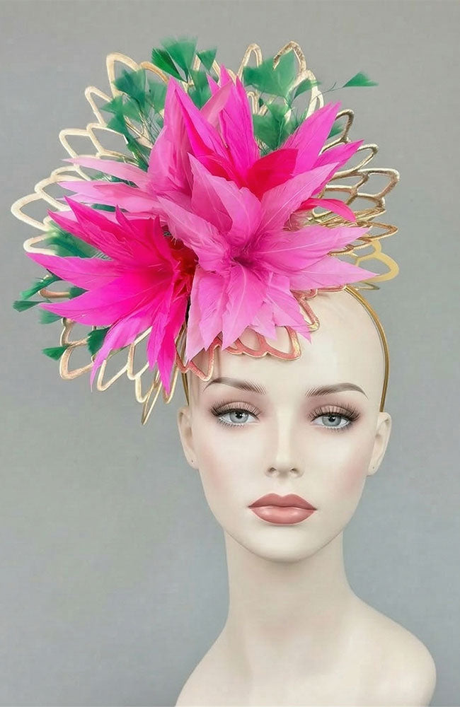 Pink Green Exotic Floral Fascinator