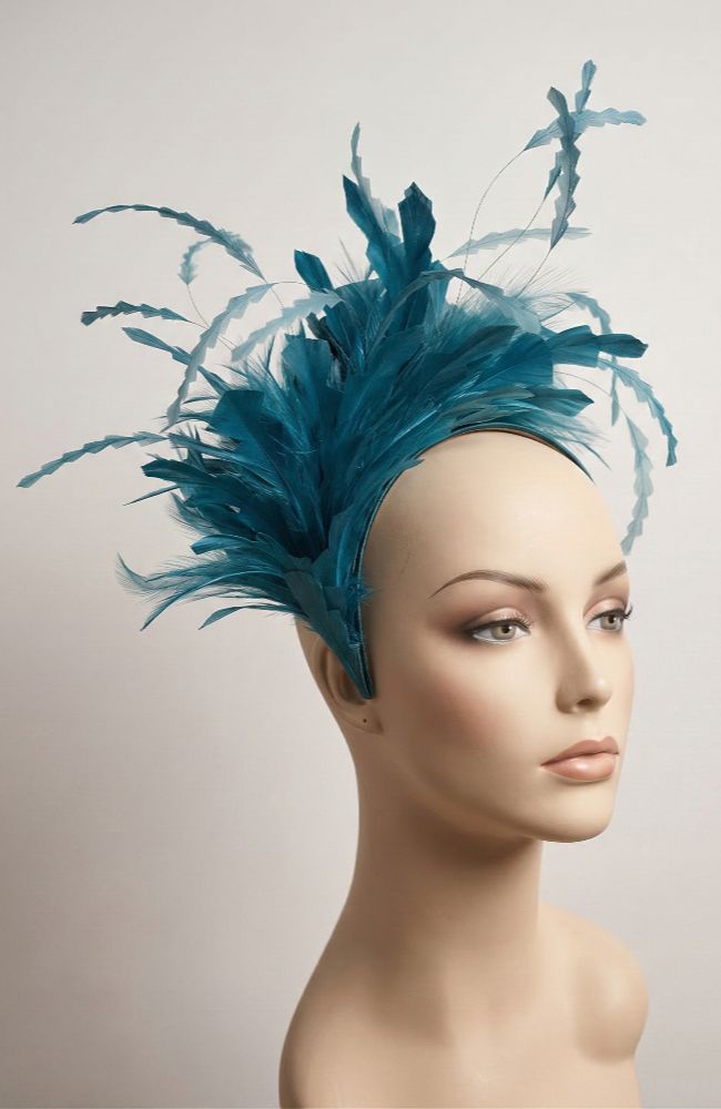 Teal Blue Feather Fascinator