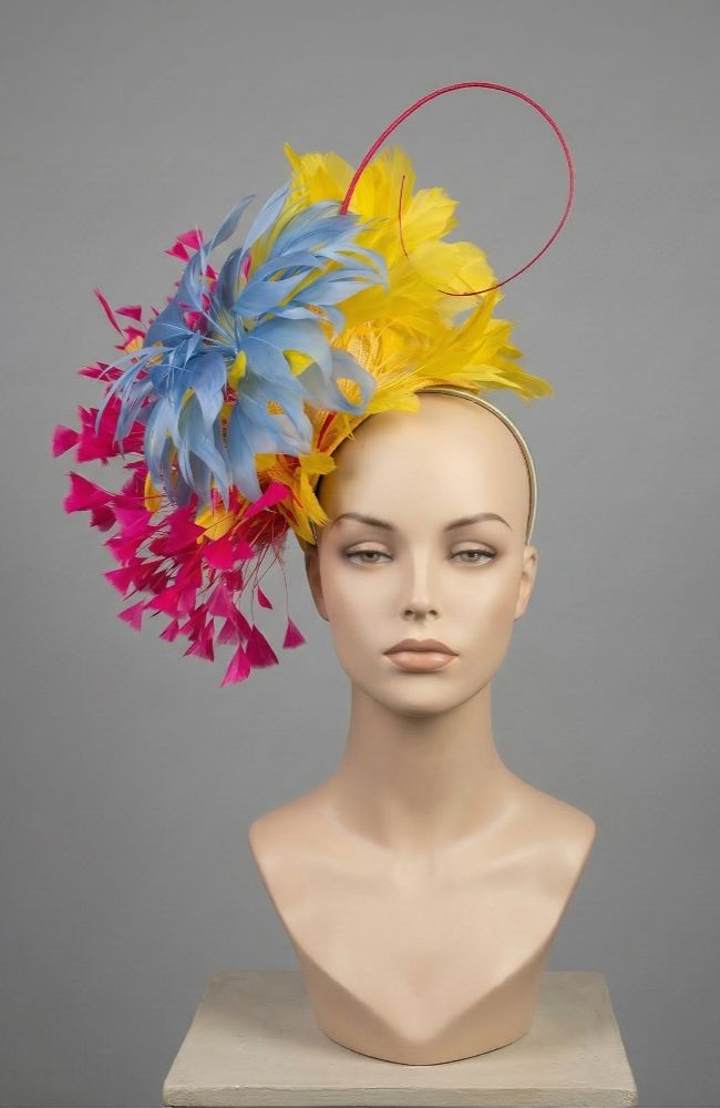 Pink Blue Yellow Fascinator
