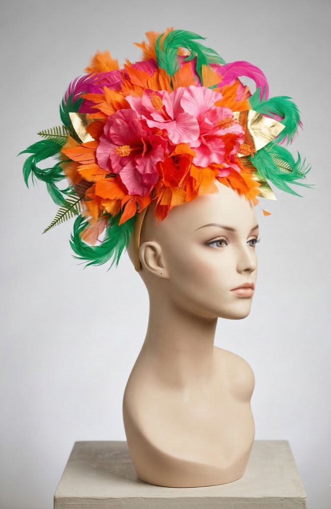 Pink Green Orange Fascinator