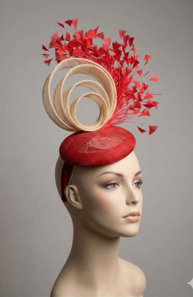 Red White Fascinator