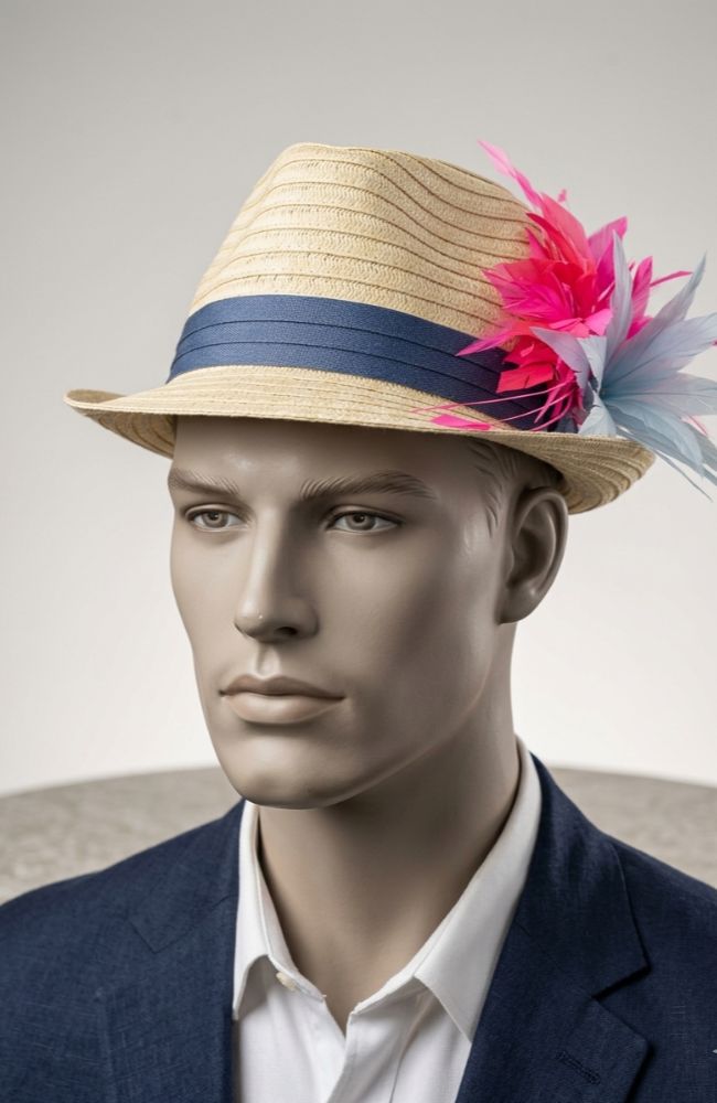 Mens Hat Blue and Pink