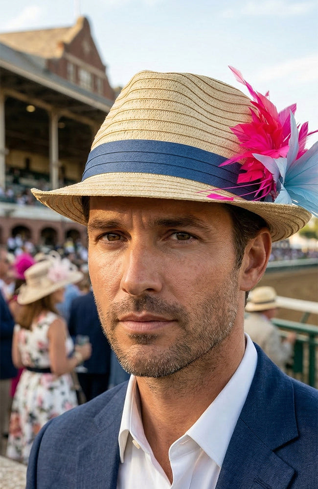 Mens Hat Blue and Pink