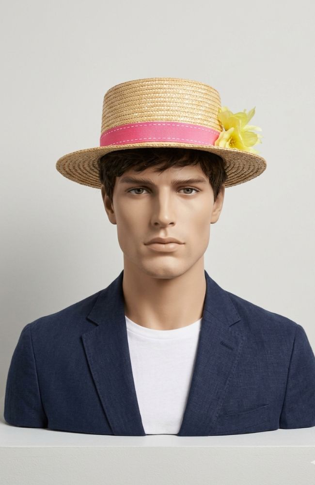 Mens Hat Pink and Yellow