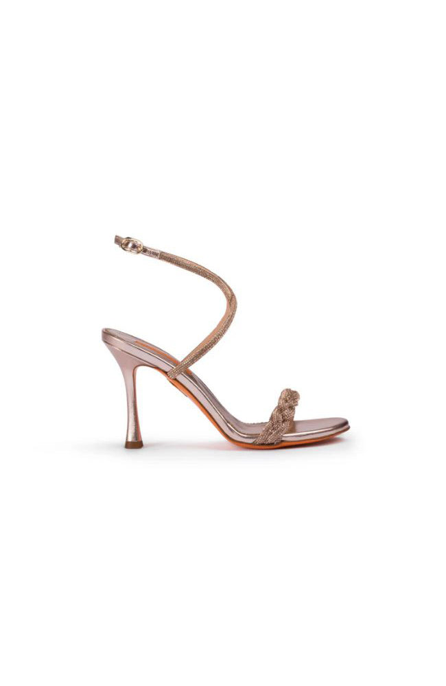 Ava Leather Crystal Sandal Rose Gold 90mm