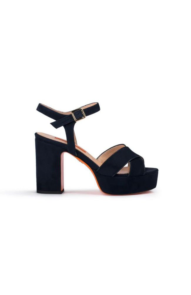 Gabriella Suede Platform Sandal Navy 90mm