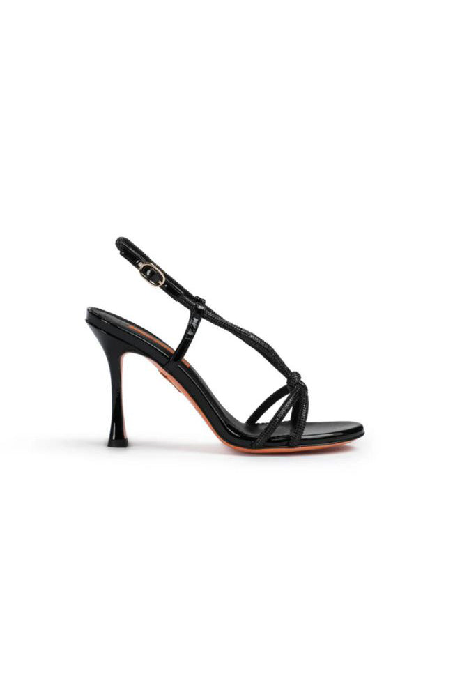 Marilyn Leather & Crystal Sandal Black 90mm
