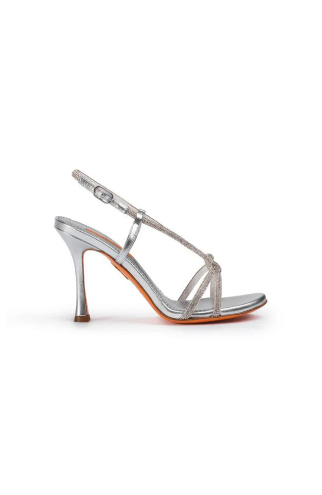 Marilyn Leather & Crystal Sandal Silver 90mm