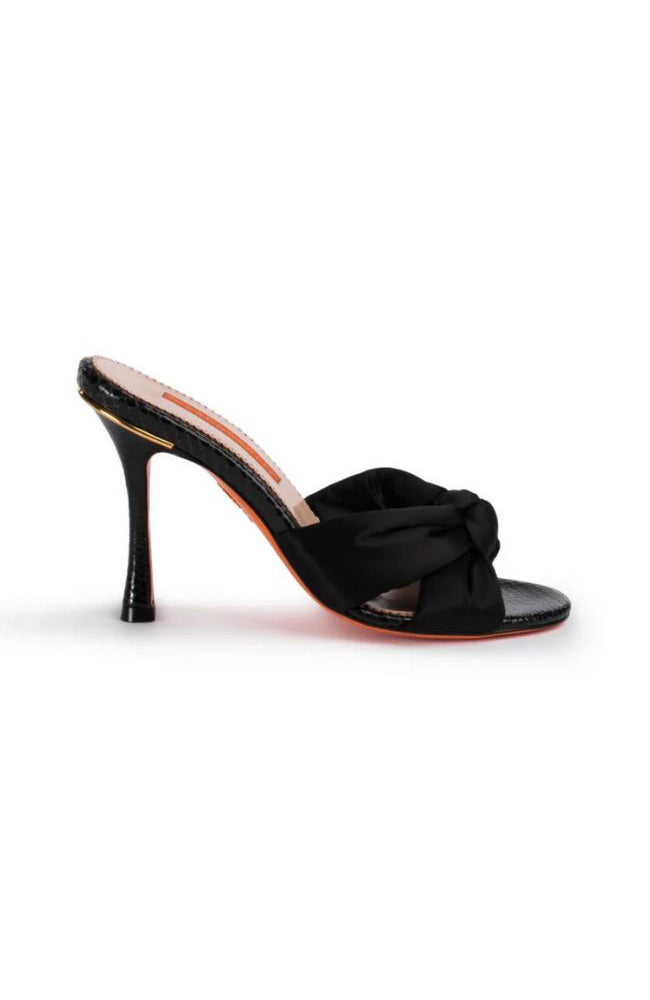 Sofia Satin Silk Embossed Leather Mule 90mm