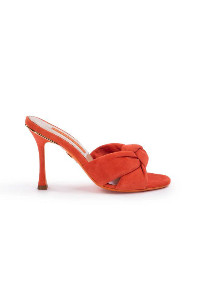 Sofia Suede Mule Coral 90mm