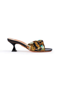 Sofia Satin Silk Icon Mule Blk Patent 50mm
