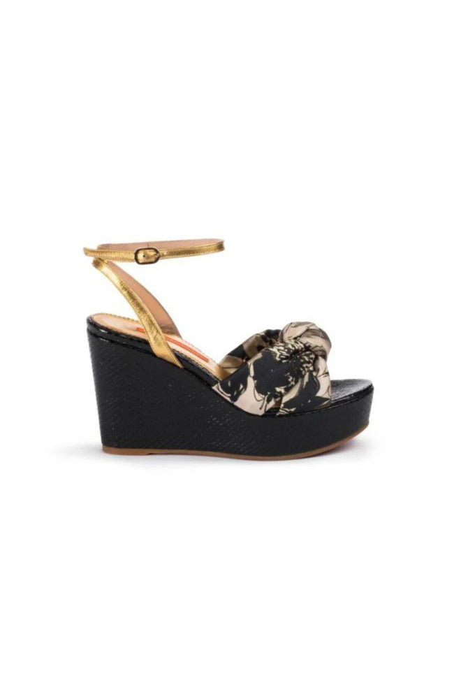 Sofia Wedge Satin Silk Black Mombasa 90mm