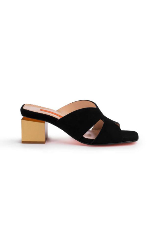 Stella Block Heel Mule Black Suede 50mm