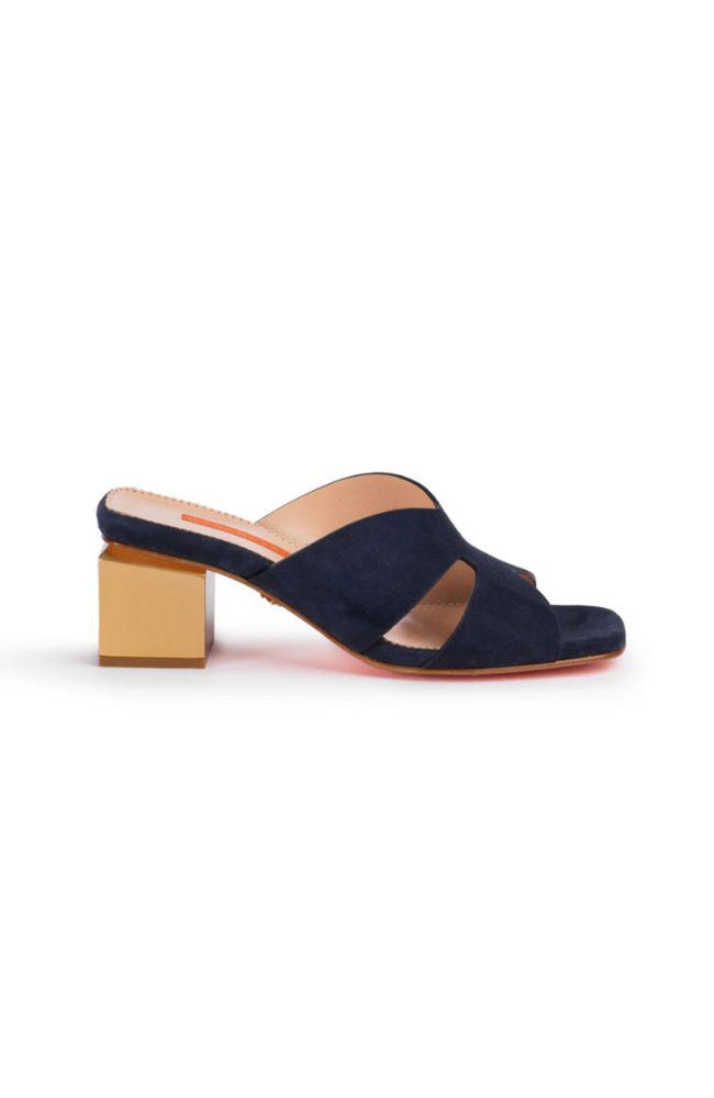 Stella Block Heel Mule Navy Suede 50mm