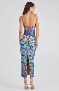 Leslie Dress in Blue Silver Floral