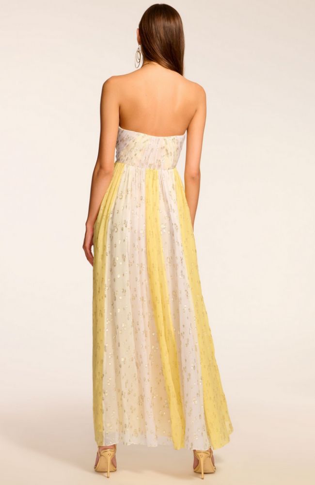 ramy brook yellow dress Pleated One Shoulder NWT city nights exploring vibrant neighborhoods Demi Gown shoprodeodrive