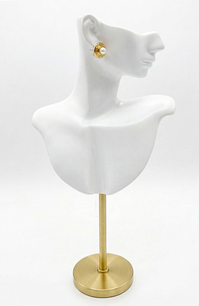 Gold Disc with Pearl Earring