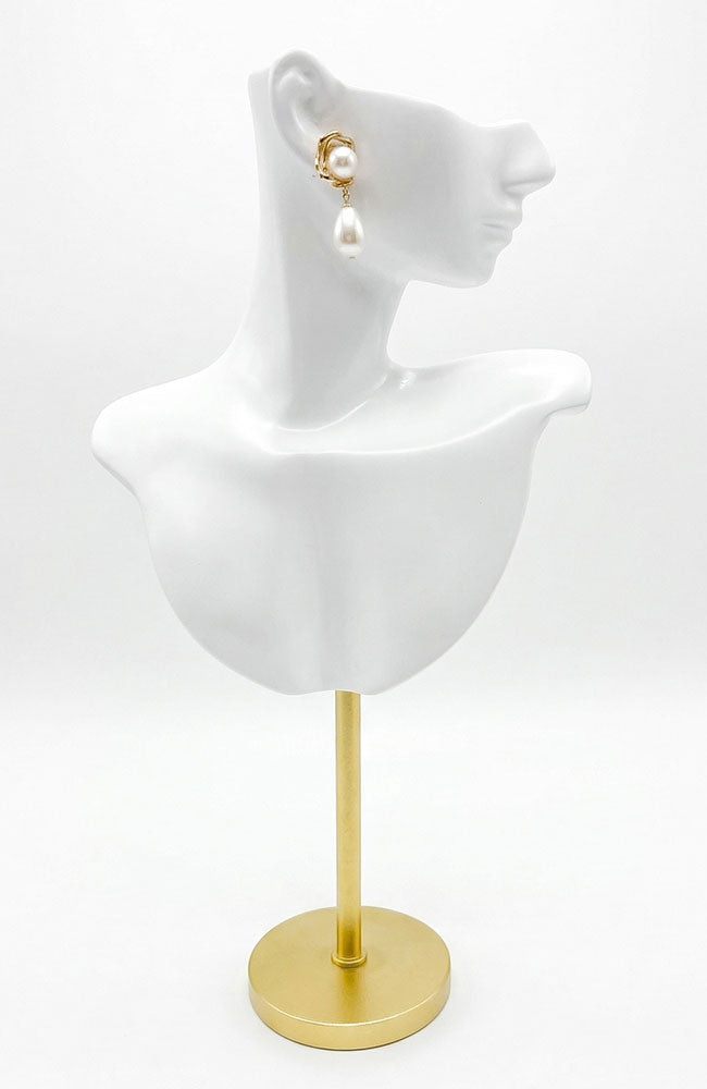 Gold 2 Pearl Drop Earring