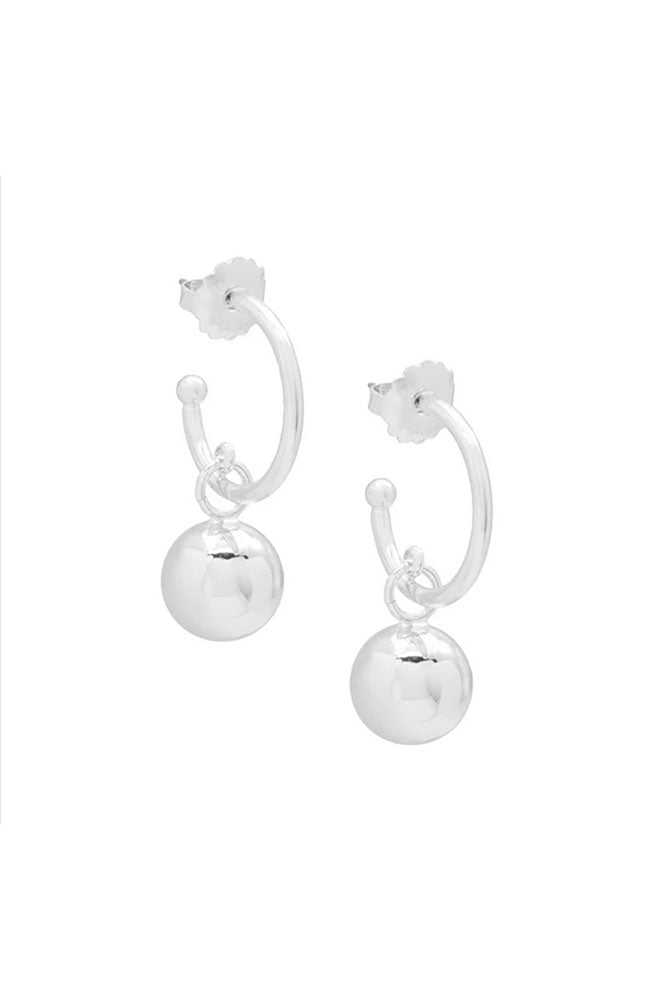 Slv Metal Bead Hoop Earrings