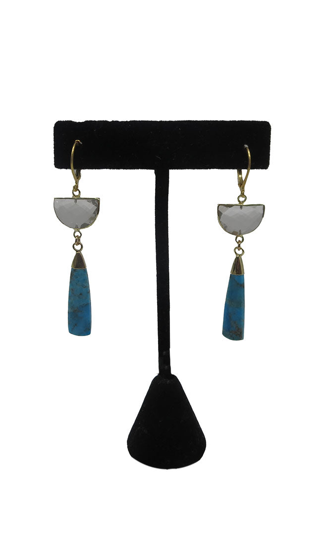 Clear Moon Turq Drop Earrings
