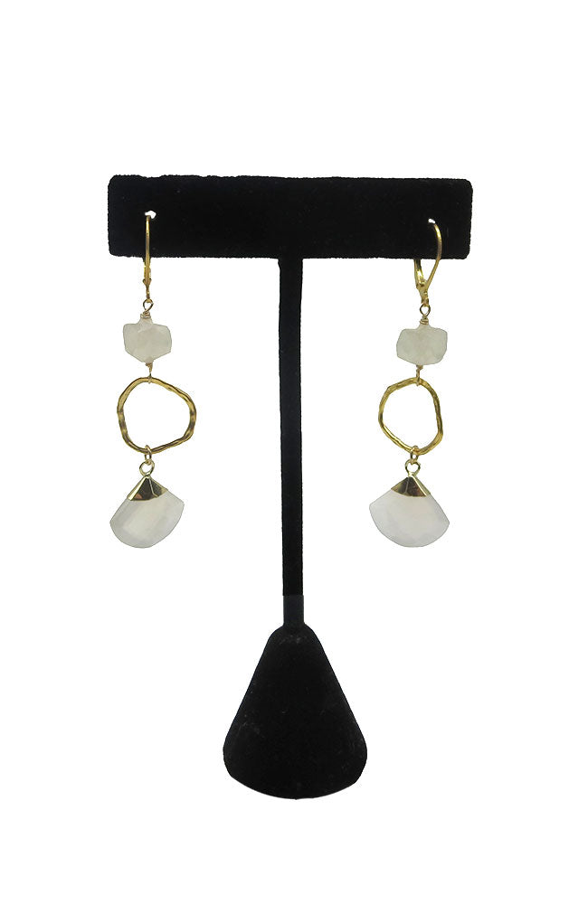 Chalcedony Fan Square Earrings