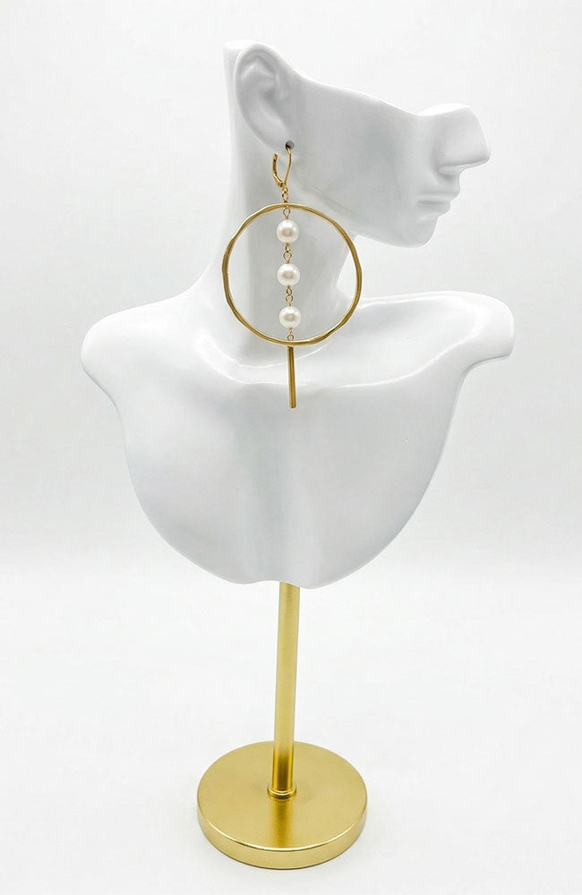 Lg Hoop 3 Pearl Earring