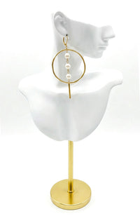Lg Hoop 3 Pearl Earring