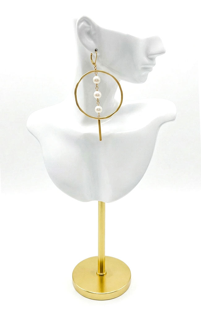Lg Hoop 3 Pearl Earring