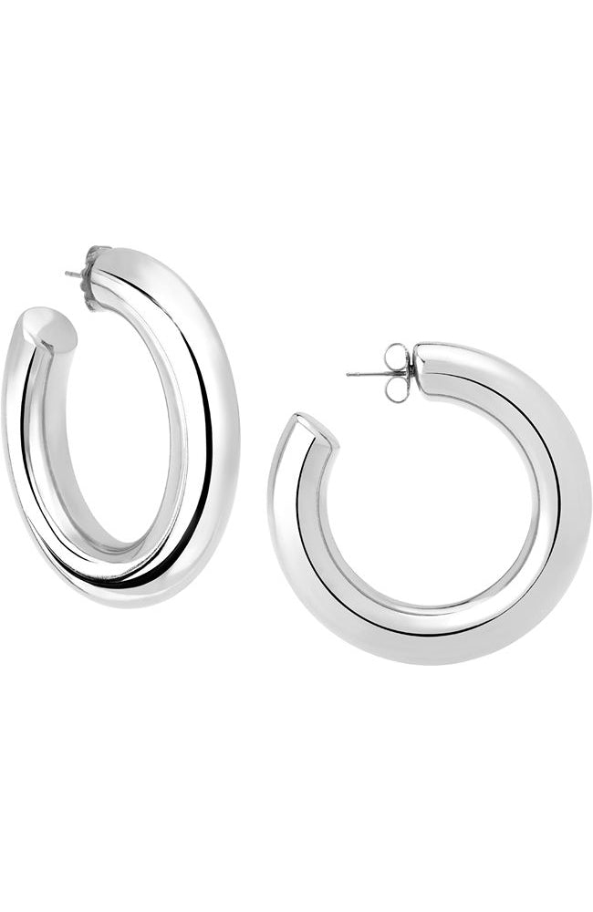 Rhodium Hoop Large Earrings